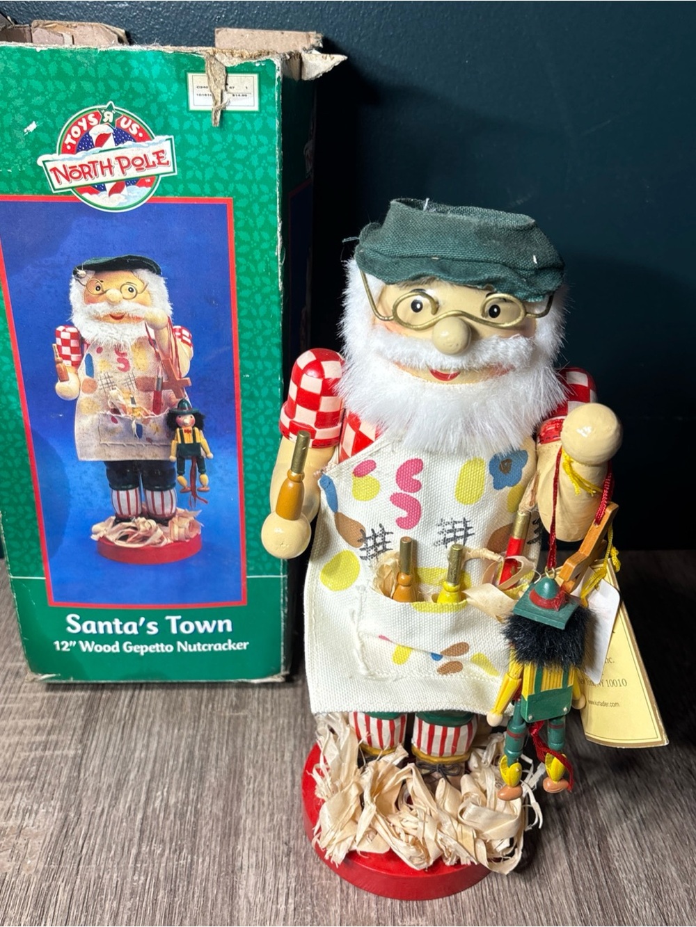 Santa's Town 12" Wood Gepetto Nutcracker Toys R Us Christmas Holiday CIB